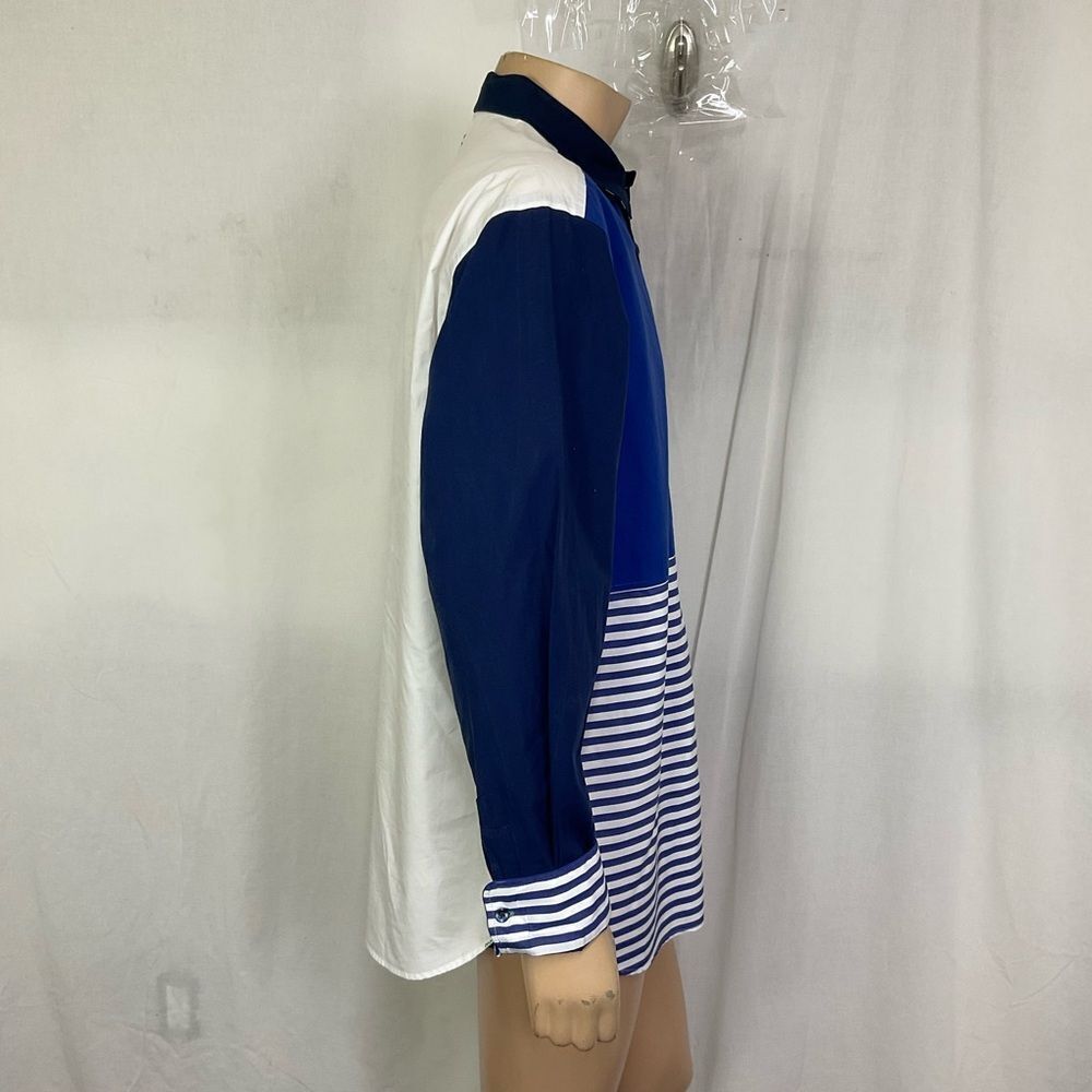 Faonnable Long Sleeved Blue Patchwork Contrast Fo… - image 8